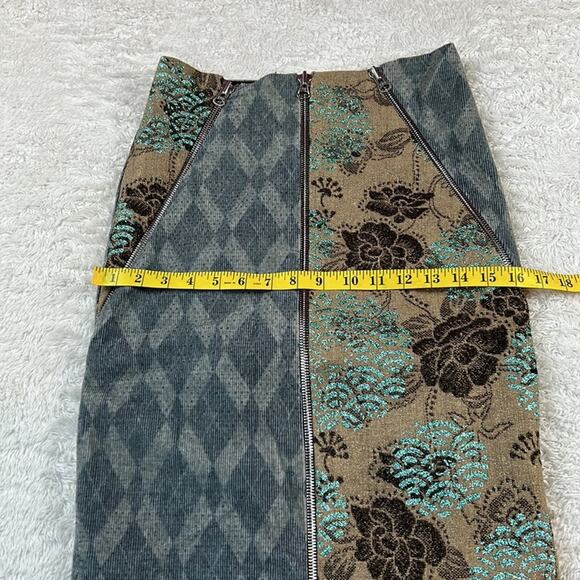 Y2K Custo Barcelona NWT 2006 slash NY zip and glitter pencil skirt, 34 or 0 - Picture 7 of 10